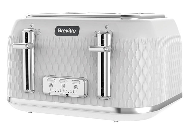 Breville Curve 4 Slice Toaster – High Lift Wide Slots, White & Chrome VTT911