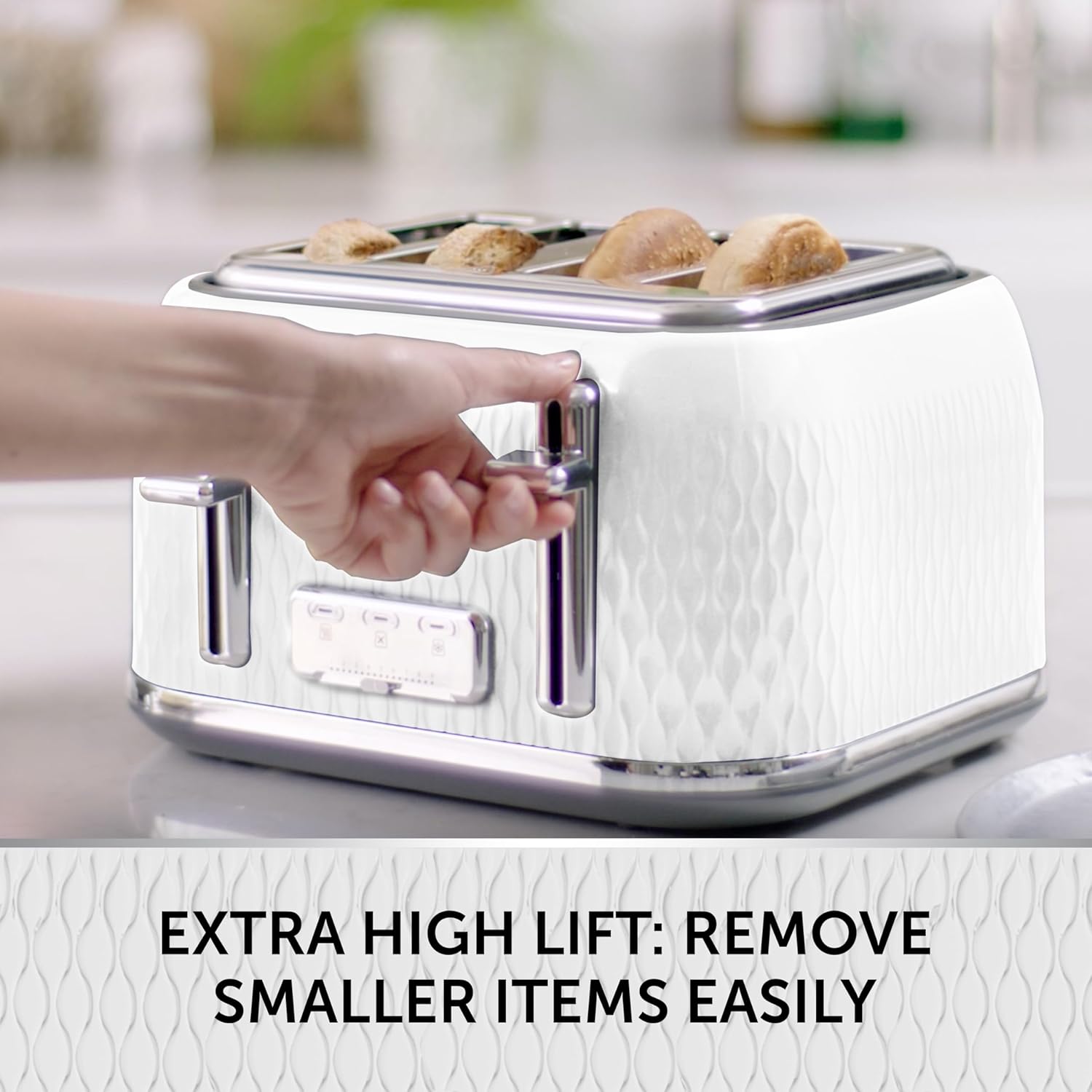 Breville Curve 4 Slice Toaster – High Lift Wide Slots, White & Chrome VTT911